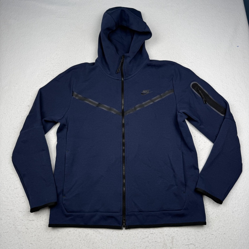 Nike Tech Hoodie Mens Large Blue Full Zip Reflective Running Athletic CU4489-410